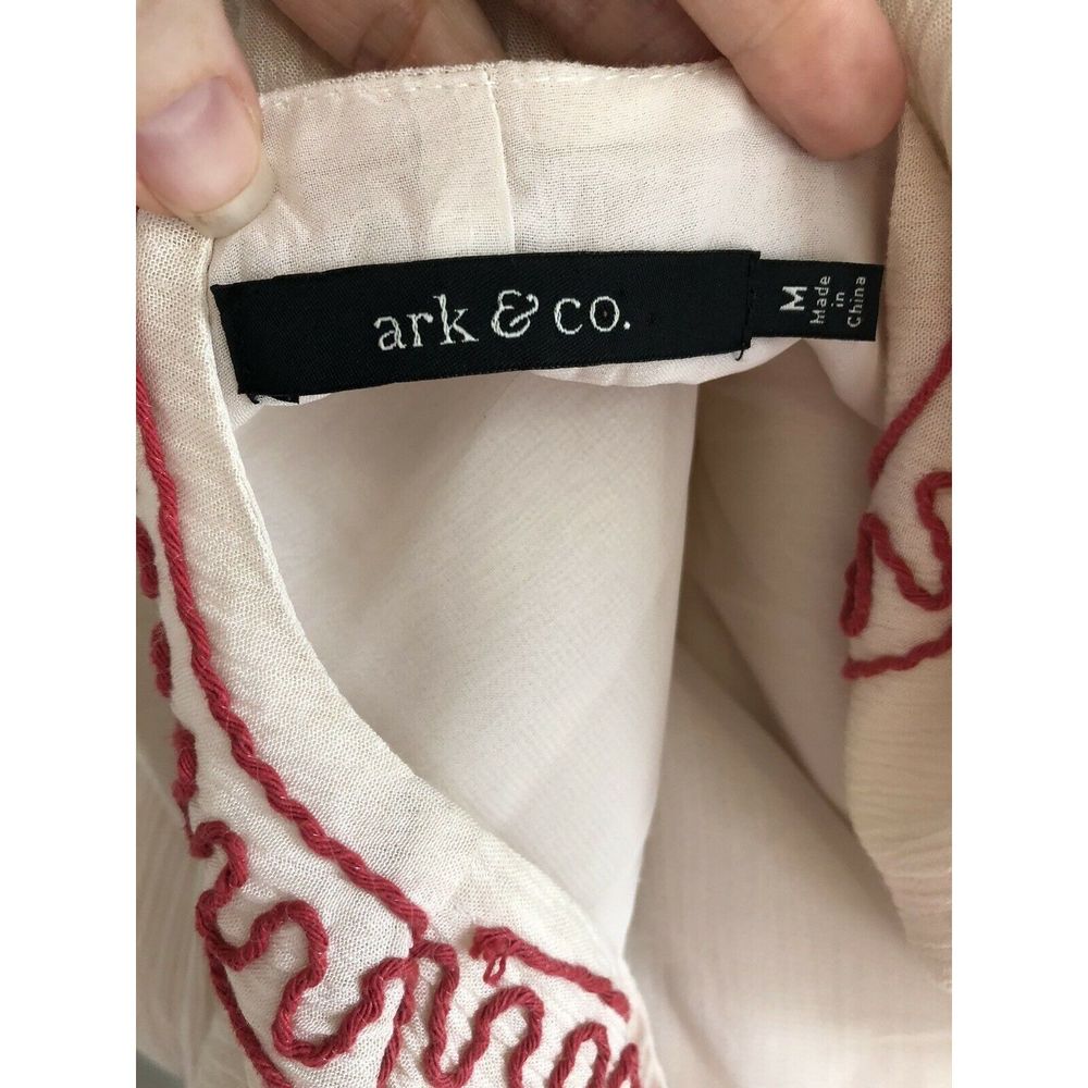 Arc & Co. Sz M Tunic Dress Embroidered Cream, Pink - Picture 8 of 10
